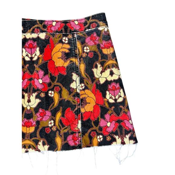 URBAN OUTFITTERS Retro Mini Skirt Floral Tapestry Print Corduroy Button Up Sz SP - Picture 7 of 8